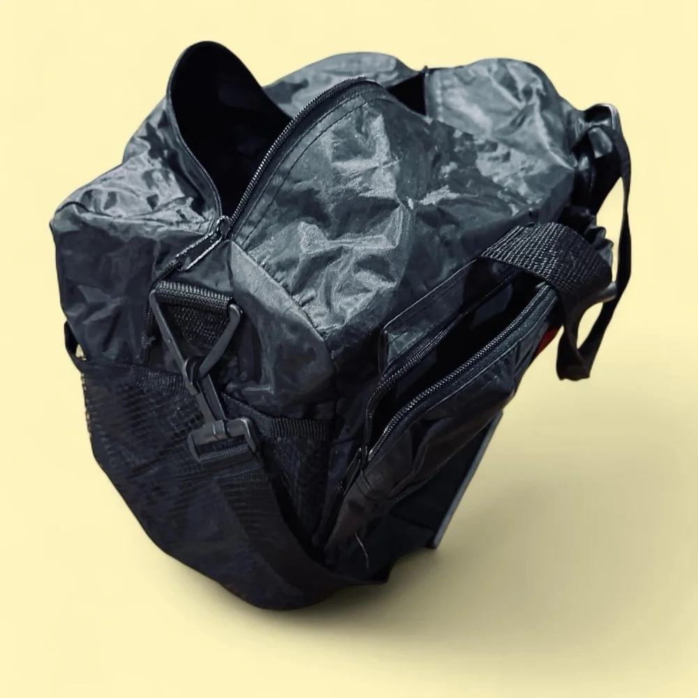 TV Guide Black Duffel Bag Mesh Pockets Zippered Carry Bag Promo Tote Nostalgia